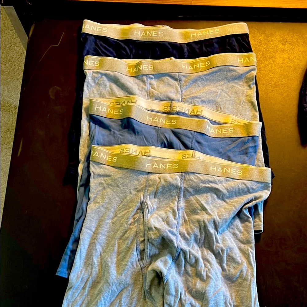 Hanes Men's Assorted Boxer Briefs - Gray, Blue, Black (4)